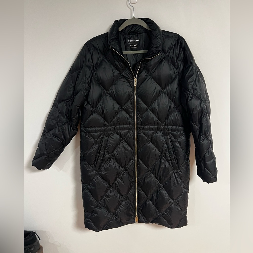 Simons Black Quilted Midweight Long Puffer Coat